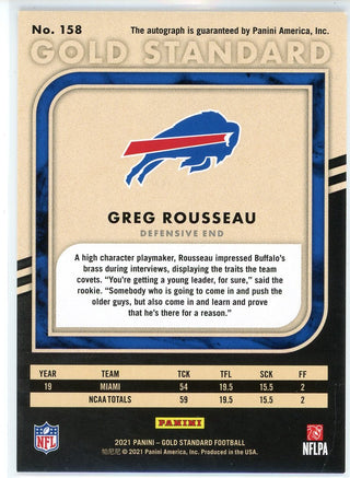 Greg Rousseau Autographed 2019 Panini Gold Standard Rookie Card #158