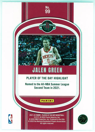 Jalen Green 2021-22 Panini Player of the Day Rookie Card #99