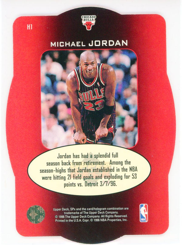 Michael Jordan 1996 Upper Deck SPx Holoview Heroes Card #H1