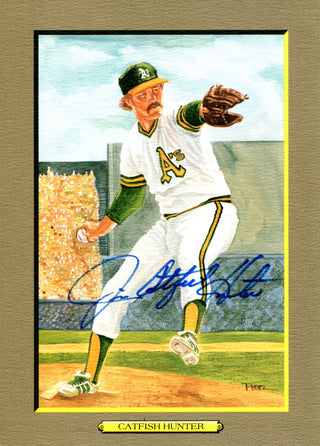 Jim Catfish Hunter Autographed Perez Steele Greatest Moments Card (JSA)