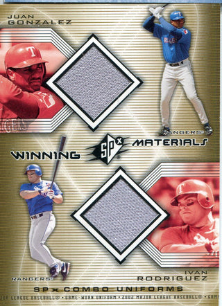 Juan Gonzalez & Ivan Rodriguez 2002 Upper Deck SPx Jersey Card