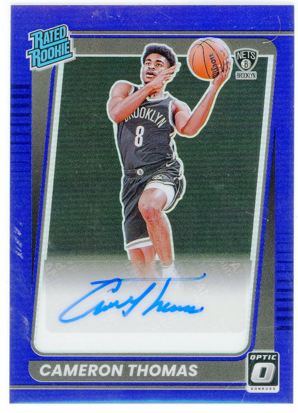 Cameron Thomas Autographed 2021-22 Panini Donruss Optic Purple Prizm Rookie Card #153