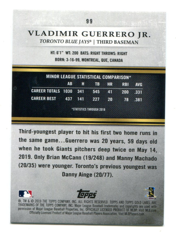 Vladimir Guerrero Jr. 2019 Topps Gold Label #99 RC