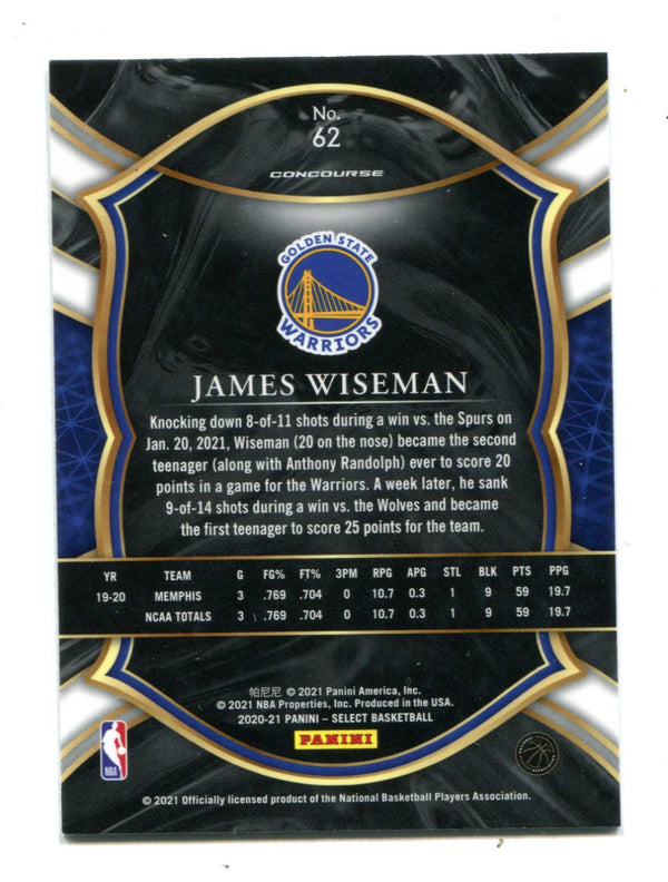 James Wiseman 2020 Panini Select #62 Concourse RC