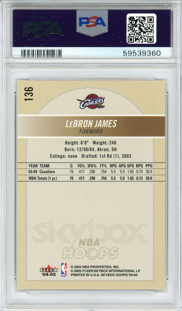 LeBron James 2004 Hoops Card #136 (PSA NM-MT 8)