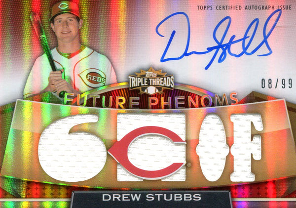 Drew Stubbs Autographed/ Game Worn Jersey Topps Card #8/99