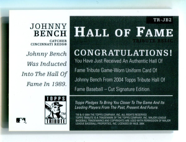 Johnny Bench 2004 Topps Tribute #TRJB2 Jersey Card