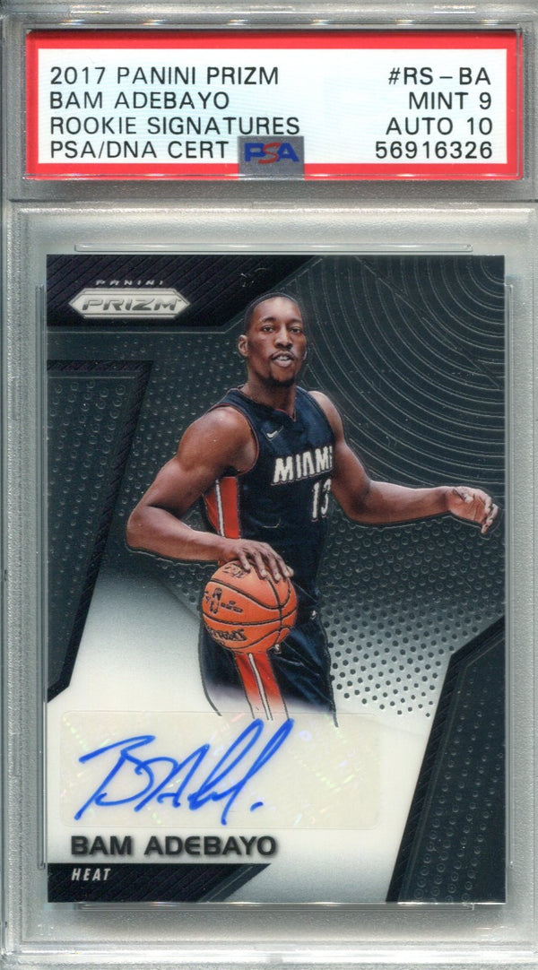 Bam Adebayo 2017 Panini Prizm #RSBA PSA Mint 9 Auto 10 Card