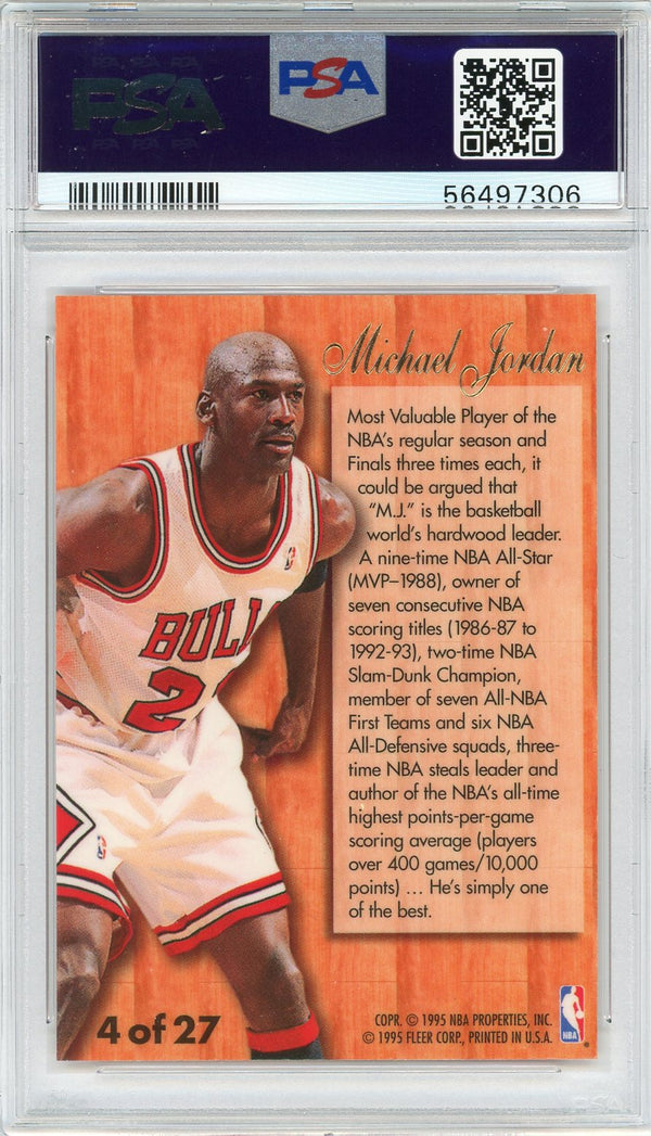 Michael Jordan 1995 Fleer Flair Hardwood Leaders Insert Card #4 (PSA)