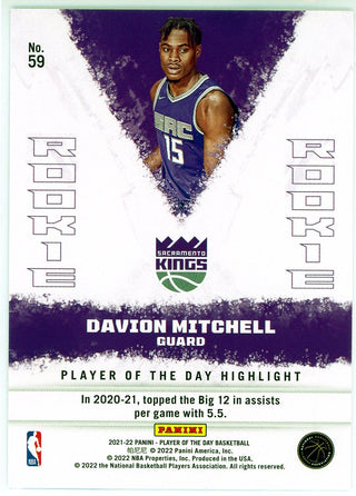 Davion Mitchell 2021-22 Panini Player of the Day Rookie Card #59