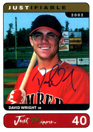 David Wright 2002 Just Memorabilia Autographed Card #208/500