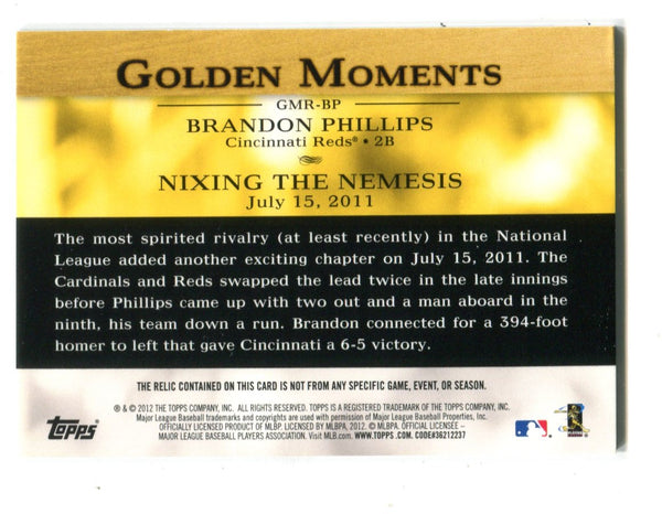 Brandon Phillips 2012 Topps Golden Moments #GMRBP Jersey Card