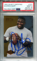 Warren Sapp 1995 Select Certified #127 PSA Mint 9 Auto 10 Card