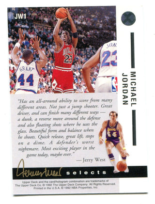 Michael Jordan 1992 Upper Deck Jerry West Selections #jw1 Card