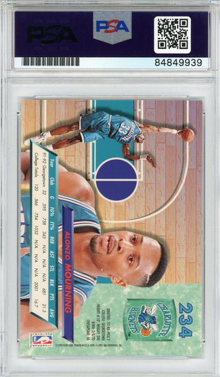 Alonzo Mourning Autographed 1992-93 Fleer Ultra Rookie Card #234 (PSA)