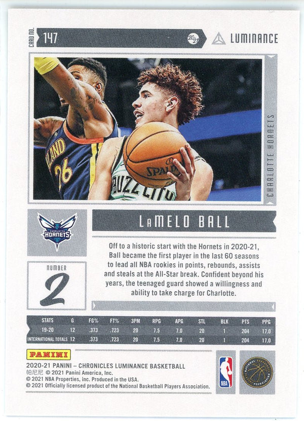 LaMelo Ball 2020-21 Panini Chronicles Luminance Rookie Card #147