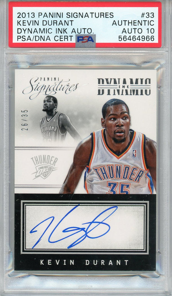 Kevin Durant Autographed 2013 Panini Signatures Dynamic Card #33 (PSA Auto 10)