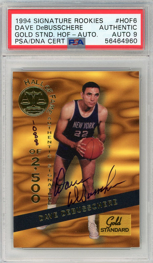 Dave DeBusschere Autographed 1994 Signature Rookies Gold Standard Card #HOF6 (PSA Auto 9)