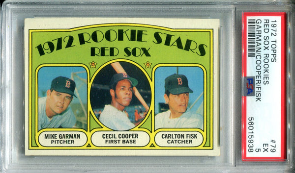 Garman/Cooper/Fisk Boston Red Sox Rookie Stars 1972 Topps #79 PSA EX 5 Card