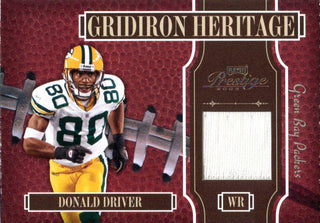 Donald Driver 2005 Donruss Playoff Prestige Gridiron Heritage Jersey Card