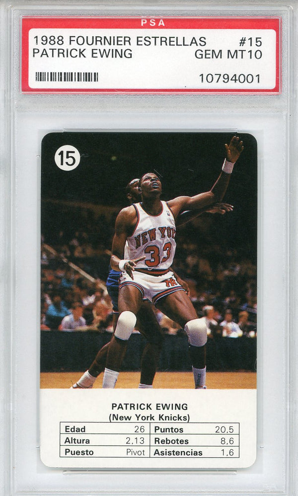 Patrick Ewing 1988 Fournier Estrellas Card #15 (PSA Gem Mint 10)