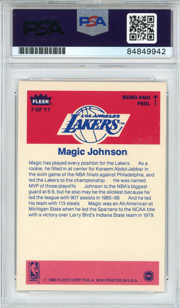 Magic Johnson Autographed 1986 Fleer Sticker Card #7 (PSA)