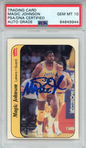 Magic Johnson Autographed 1986 Fleer Sticker Card #7 (PSA)