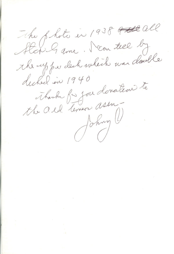 Johnny Vander Meer Autographed Hand Written Letter (JSA)