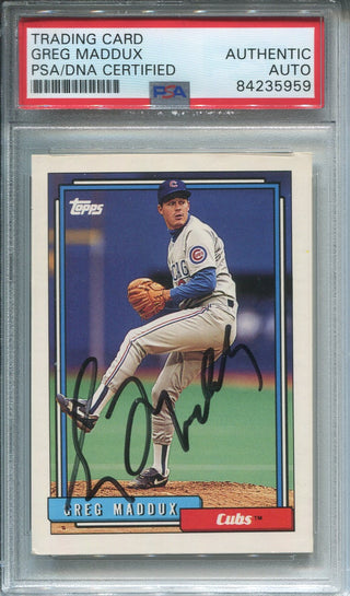 Greg Maddux Chicago Cubs TOPPS Autographed Card (PSA)