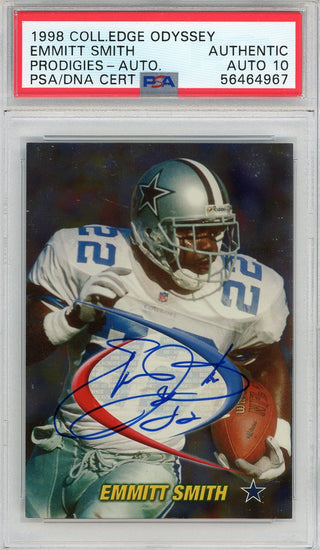 Emmitt Smith Autographed 1998 Collector's Edge Odyssey Card (PSA Auto 10)