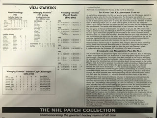 NHL 1901 Winnipeg Victorias Official Patch on Team History Card