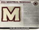 NHL 1935 Montreal Maroons Official Patch on Team History Card