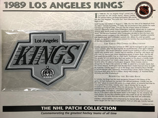 NHL 1989 Los Angeles Kings Official Patch on Team History Card