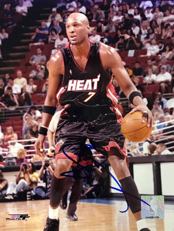 Lamar Odom Signed Basketball 8x10 Photo Miami Heat