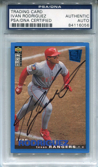 Ivan Rodriguez Autographed 1995 Upper Deck Card (PSA)