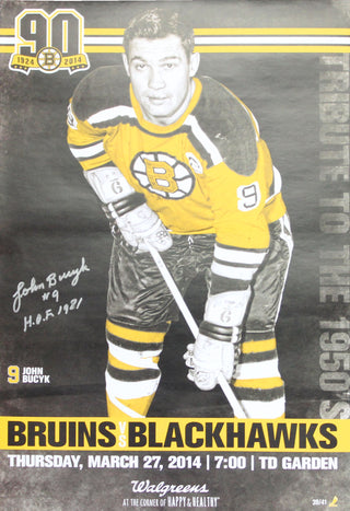 Johnny Bucyk "HOF 1981" Autographed 12x18 Poster