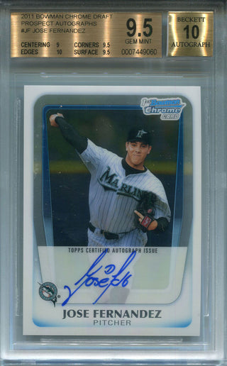 Jose Fernandez Autographed 2011 Bowman Chrome Card (Beckett)