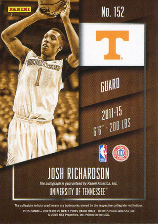 Josh RIchardson Autographed 2015-16 Panini Contenders Rookie Card Back