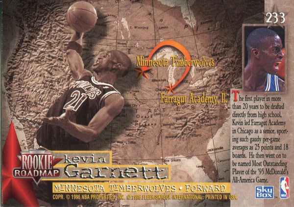 Kevin Garnett 1995-96 Skybox Rookie Card