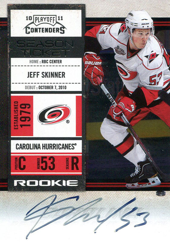 Jeff Skinner Autographed 2011 Playoff Contenders Card