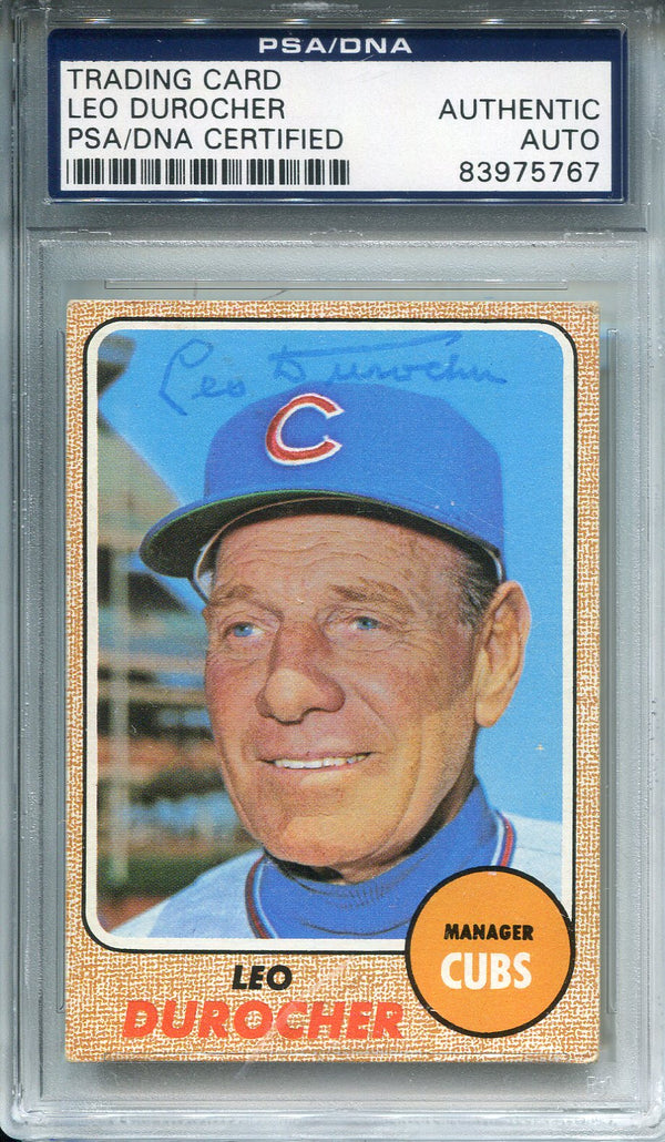 Leo Durocher Autographed 1968 Topps Card (PSA)