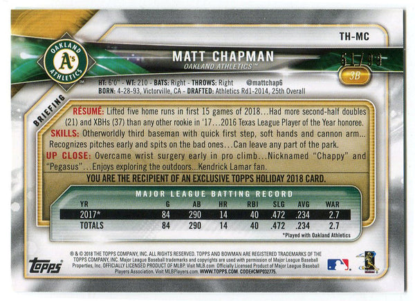 Matt Chapman 2018 Bowman Rookie Card