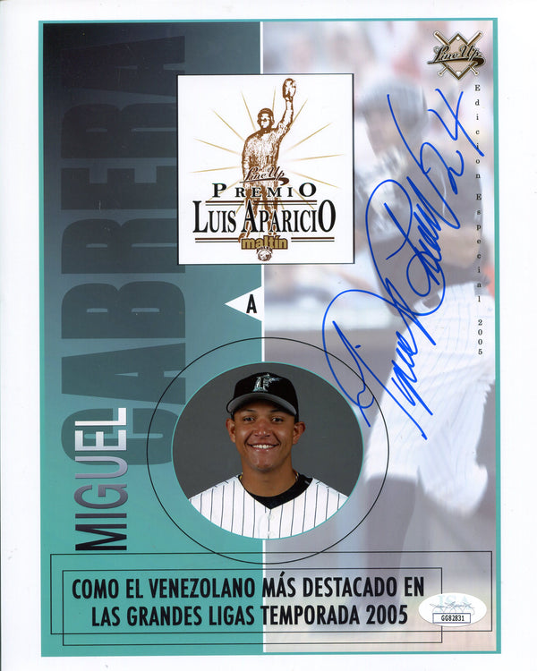 Miguel Cabrera Autographed 8x10  Florida Marlins Award Photo (JSA)