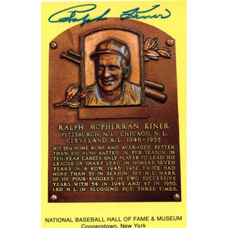 Ralph Kiner Autographed Hall of Fame Plaque