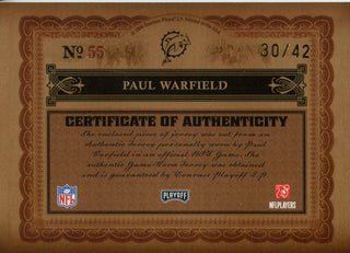 Paul Warfield Autographed 2006 Donurss Playoff National Treasures Jersey Card