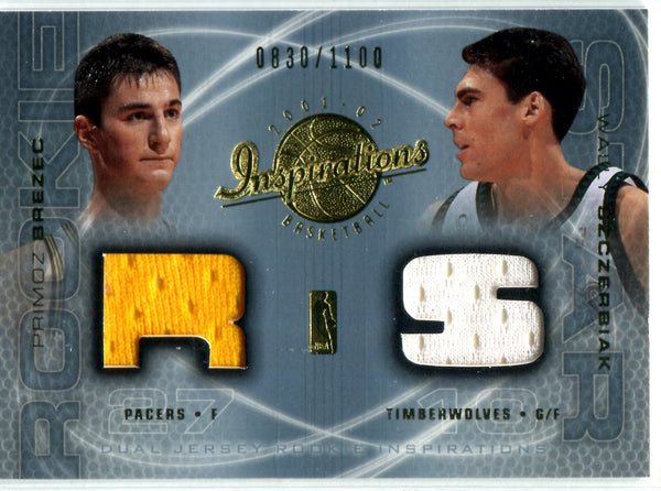 Primoz Brezec & Wally Szczerbiak 2002 Upper Deck Dual Patch Card #830/1100