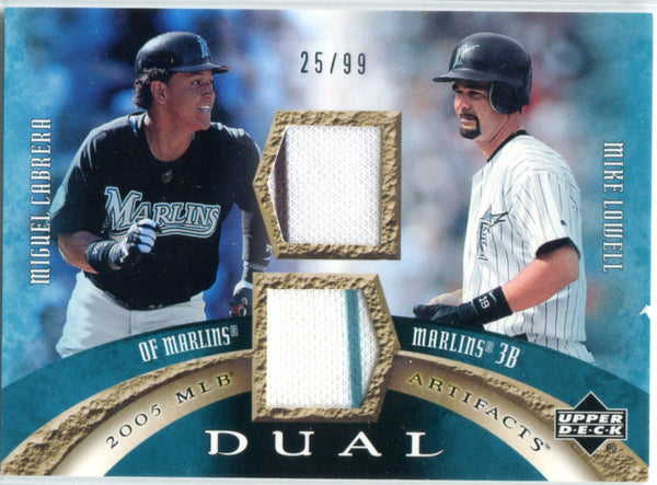 Mike Lowell & Miguel Cabrera 2005 Upper Deck Dual Patch Card #25/99