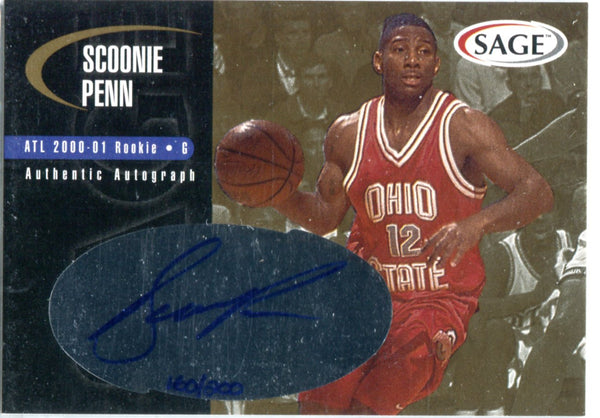 Scoonie Penn 2000 SAGE Autographed Card #160/200