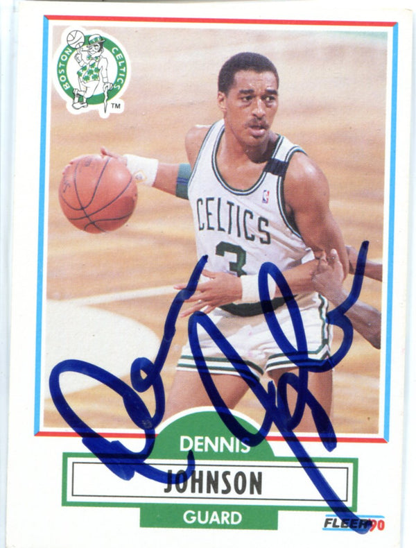 Dennis Johnson 1990 Fleer Autographed Card