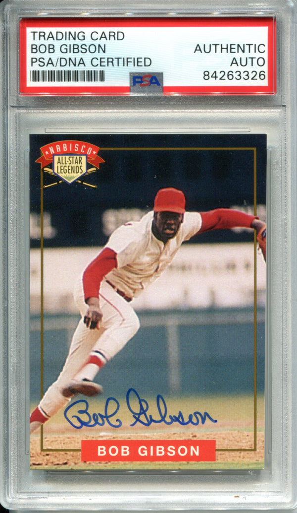 Bob Gibson Autographed 1994 Nabisco All-Star Legends Card (PSA)